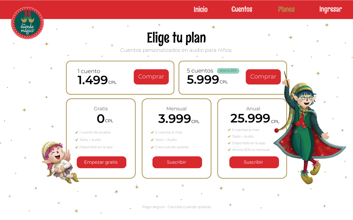 Página 3 — Planes (actual, necesita restructuración)